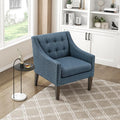 Lexicon Living Room Accent Chair Textured Fabric Upholstered Arm Chair with Button Tufted Back Sloped Arms and Wooden Legs Blue