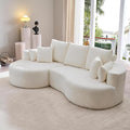 kevinplus 106'' Sectional Curved Sofa Sponge Couch with Chaise Lounge for Living Room L-Shape Modern Sectional Sofa Couch No Wood Structure &amp No Assembly 72 Hour Rebound White