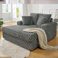 VanAcc 58 Upholstered Chaise Lounge Plush Sleeper Chair Sofa Bed with Throw Pillows &amp Armrests Sleeper for Living Room Ash Grey