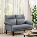 Yongchuang Small Couch 46 Grey Faux Leather Loveseat Sofa for Living Room Bedroom Love Seat Mini Couch with Arm Rest