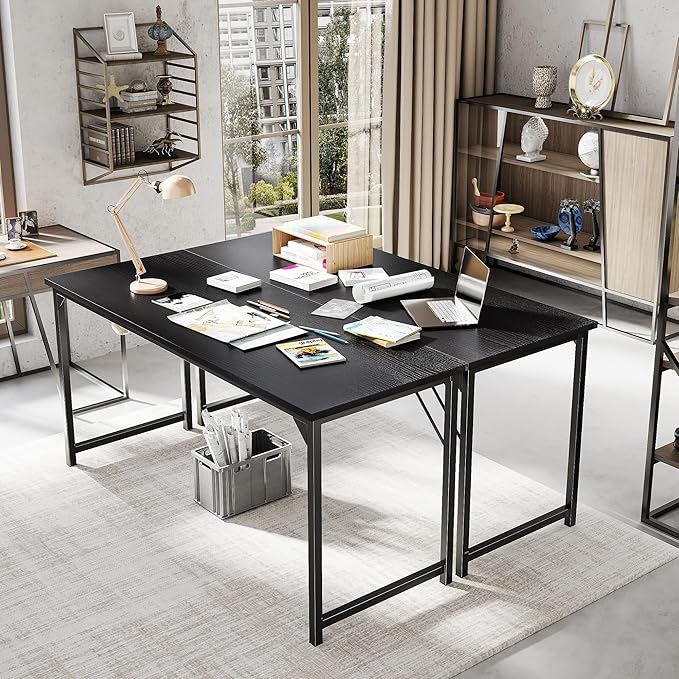 NEWBULIG Computer Desk for Bedroom 63 Inch Home Office Desks for Small Spaces Writing Gaming Work Study Table Black