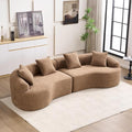 Curve Modular Sofa Couch Deep Seat Cloud Couch No Assembly Required Sofa Set Chenille Fabric 4-Seater Comfy Cloud Couches for Living Room Apartment Office-Caramel | Lasting Support