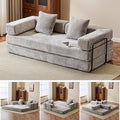 Folding Convertible Sofa Bed 4-in-1 Boneless Couch Sleeper Sofa 76.8'' Chenille Foldable Mattress Couch with Fixed-Shape Frame Floor Sofas Modular Futon Couches for Living Room Light Grey