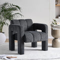 KEIKI 31 Boucle Accent Chair with High Density Foam Cushion Upholstered Modern Style Oversized Single Sofa Chair Easy Assembly for Living Room and Bedroom Apartment Office Dark Grey