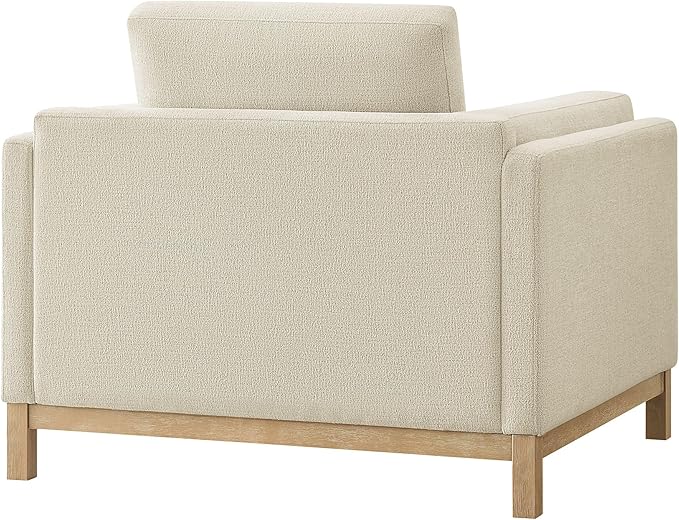 Modway Roscoe Fabric Armchair in Ivory - Comfortable Deep Seat Accent Chair with Arms for Living Room or Bedroom