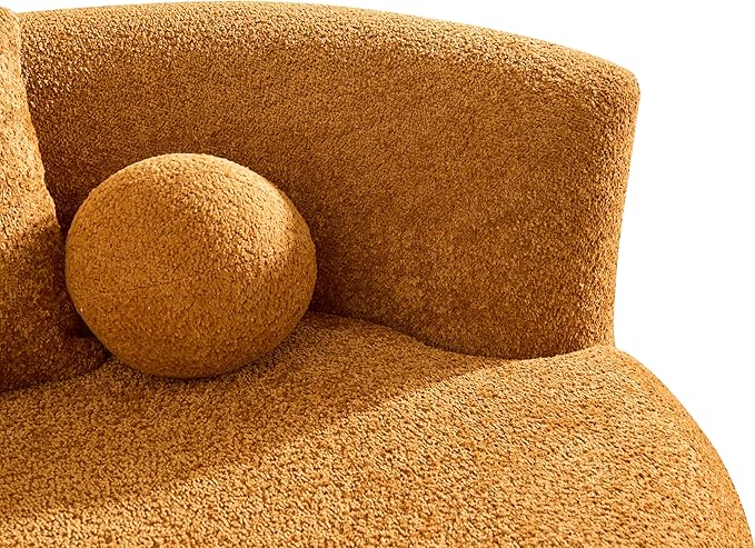 Christopher Knight Home Nomad Curved Sofa 90 Boucle Upholstered 3 Seater Couch with Decor Cushions Modern Cloud Couch with Deep Seat Fabric Upholstered Seating Set for Living Room Bedroom Camel
