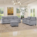 Corduroy Sofa Set Upholstered Ottoman Loveseat and 3-Seater Couch with Plush Cushions and Rolled Arms Modern Living Room Furniture SetsGrey