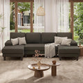 Luanimarion 110 U-Shaped Sectional Sofa Couch for Living RoomModern Modular Sofa with Double ChaiseClassic Lounge Couch Sleeper for Apartment Darkbrown Linen