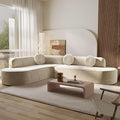 122'' Curved Design Sectional Sofa Extra Large Sectional Sofa Soft Fabric Upholstery 5-Seater Sectional Couches with Three Round Cushions High-Resilience Foam for Ultimate Comfort