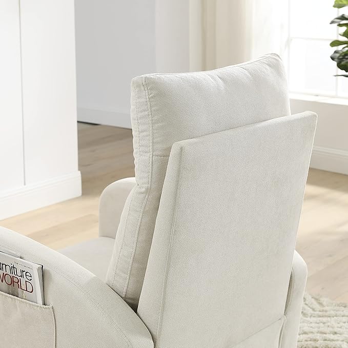 27.6 W Modern Accent High Backrest Living Room Lounge Arm Rocking Chair Two Side Pocket