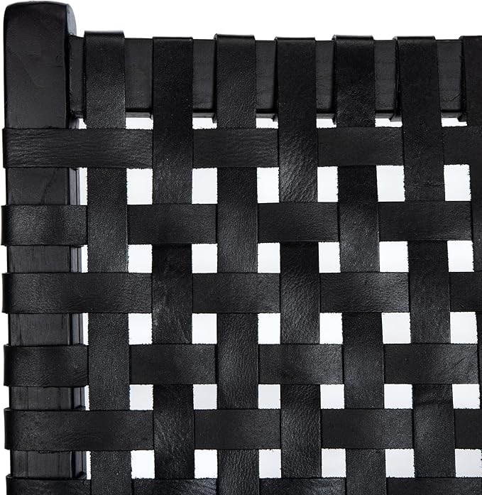 Safavieh Home Luna Black and Black Leather Woven Accent Chair