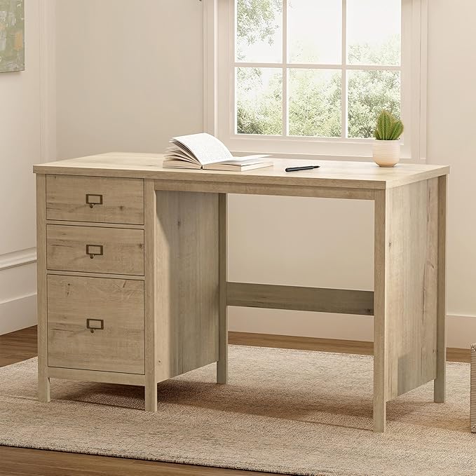 47 Executive Desk with File Drawer Farmhouse Home Office Desk with Storage Drawer Wood Computer Writing Desk for Study Office Light Oak