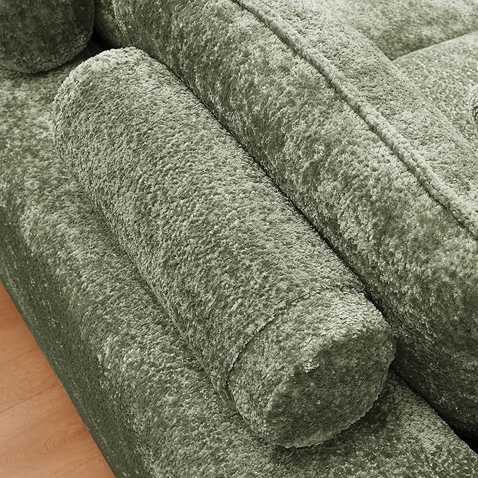 L-Shaped Boneless Modular Sectional Cloud Couches 4 Seat Modular Boucle Floor Foam Boneless Sofa Couch with Ottoman Headrest Pillows and Removable Cushions