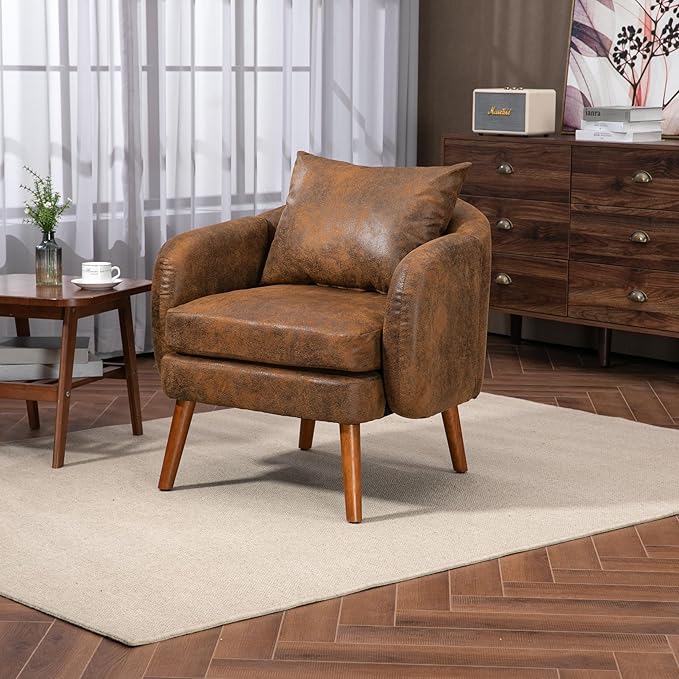 Modern Wood Frame Armchair Modern Accent Chair Lounge Chair for Living Room
