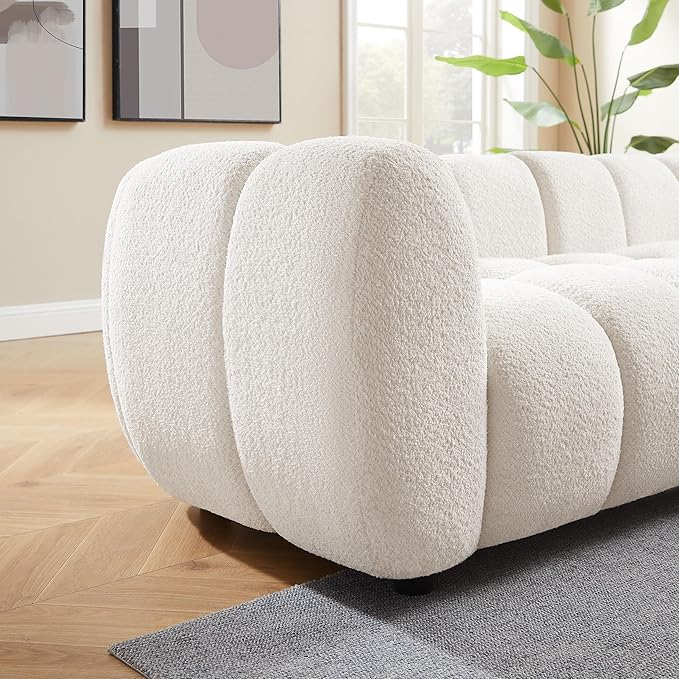 VANOMi 88 Oversized Boucle Sofa Modern Upholstered Tufted Cloud Couch Deep Seat Boucle SofaCozy Modern 3 Seater Couch for Living Room Bedroom Apartment