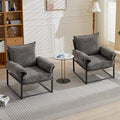 YISHENG Accent Chair with 6-Angle Adjustable Backrest(90°–180°) Chenille Fabric Living Room Chair Upholstered Lounge Chair Modern Cozy Reclining Chair for Reading Reception RoomBalcony 2PC Gray