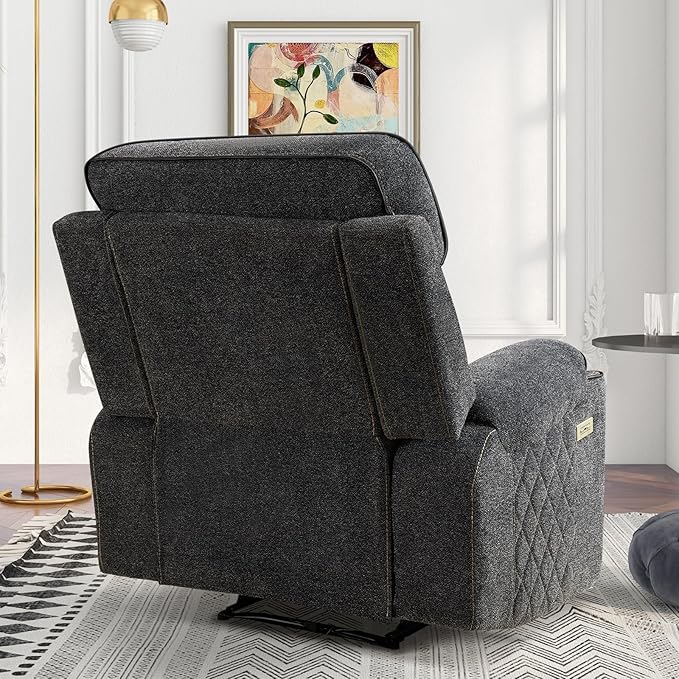 Electric Recliner Chair Set of 2 Soft Fabric Power Recliners with Metal Cup Holders Single Overstuffed Heavy Duty Reclining Sofa Chairs for Living Room Bedroom Dark Grey