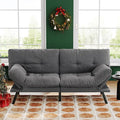 Convertible Futon Sofa Bed71 Modern Fabric Futon Couch with Adjustable Backrest&ampArmrestSmall Loveseat Sleeper SofaDorm Futonsofa for ApartmentLiving RoomDetachable CushionsFog Grey