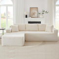 GNIXUU Boneless Sectional Couch with L-Shape Chaise Modern Modular Sofa with Deep Seat Comfy Corduroy Cloud Couches for Living Room Bedroom Apartments No Assembly Required Beige