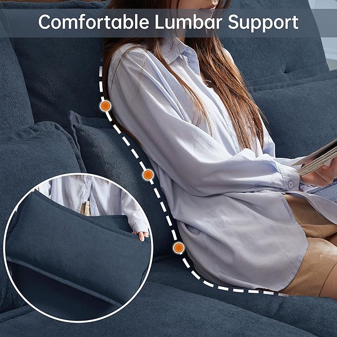 110 Sectional Couches for Living Room 4 Seat U Shaped Couch with Double Chaise Modular Cloud Sofa Removable Cover Modern Comfy Sofa for Home Furniture Office and Basement