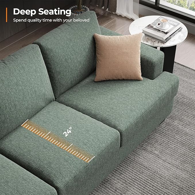 89 Inch Sofa with Extra Deep Seats Oversize 3 Seater Sofa for Living RoomModern Couch and Sofa Comfy Armrests and Seats and Backrests Easy Installation Light Green