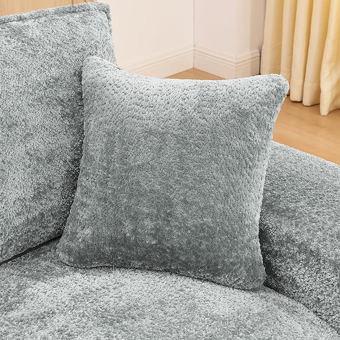 L-Shaped Boneless Modular Sectional Cloud Couches 6 Seat Modular Boucle Floor Foam Boneless Sofa Couch with Ottoman Headrest Pillows and Removable Cushions