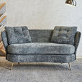 64 Inch Curved Loveseat Small Loveseat Sofa for Small Space Modern Couch &amp Office Sofa for Bedroom Livingroom 2 Pillows Gold Legs (Grey)