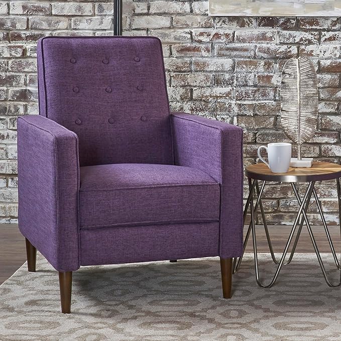 Mid-Century Fabric Rocker Recliner Chair with Tufted Design Adjustable Single Recliner Sofa with Thicker Seat Cushion with Pocket for Living Room Bedroom Apartment (Purple Style1)