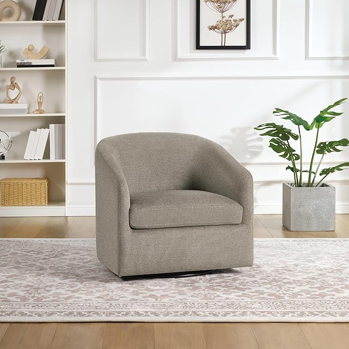 OSP Home Furnishings Parker Upholstered Swivel Tub Accent Chair Taupe Fabric
