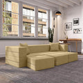 Jaxx Zipline Convertible Sleeper Sofa &amp Three Ottomans/California King-Size Bed Textured Microvelvet - Camel