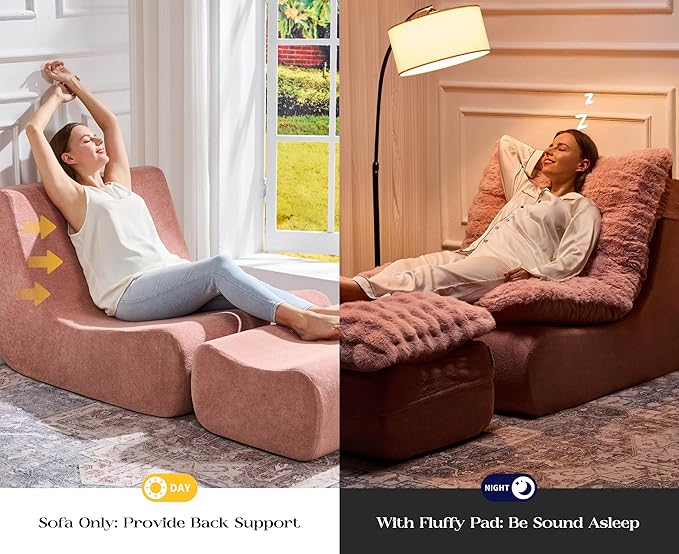 Hobestluk Sofa Couch Foam Sofa for Small Spaces Comfy Sofas with footrest Couch Recliner Small Sofas for Living Room Bedroom Apartment (Pink)