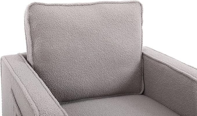 Modern Teddy Fabric Swivel Accent Chair Comfy Armchair with 360 Degree Swiveling for Living Room Bedroom Reading Room Home Office (Grey)