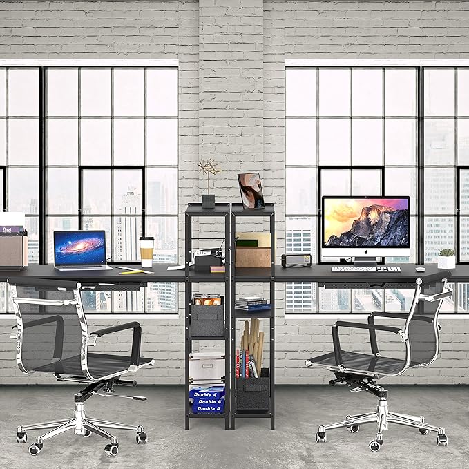 SHW 46-Inch Home Office Mission Computer Desk with Side Shelf and Drawer Black