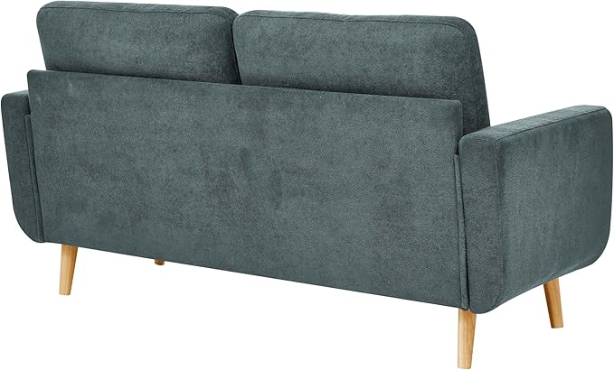 Gray 67 Loveseat Sofa Couches for Small Spaces Mid Century Love Seat Couches for Living Room Upholstered 2-Seater Small Couch for Bedroom ApartmentSolid Wood Legs Easy Assembly (Green)
