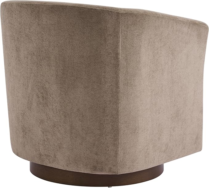 Christopher Knight Home Coles 360° Velvet Swivel Accent Chair Living Room Barrel Swivel Chair with Iron Frame Wooden Velvet Club Chair with Rotation No Assembly Required Light Brown+Walnut