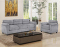 Corduroy Sofa Set Upholstered Armchair and 3-Seater Couch with Plush Cushions and Rolled Arms Modern Living Room Furniture SetsGrey