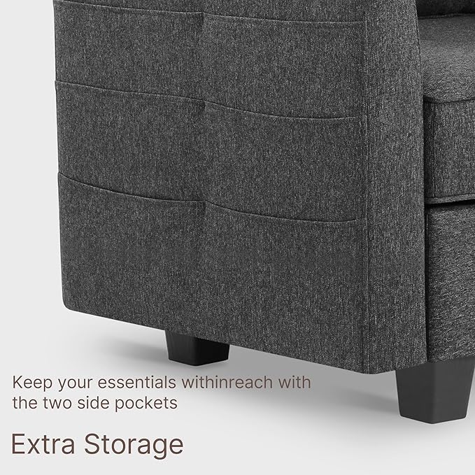 Modular Sectional Sofa 60 Loveseat with Storage Modern Convertible Couch with USB Port for Small SpaceApartmentBedroom
