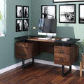MODERION Computer Desk for Home Office with 4 Large Drawers Rustic Wood Writing Study Table with Metal Frame 59” x 21.7” x 29.5” Easy Assembly Brown and Black CTSZ20401WACM