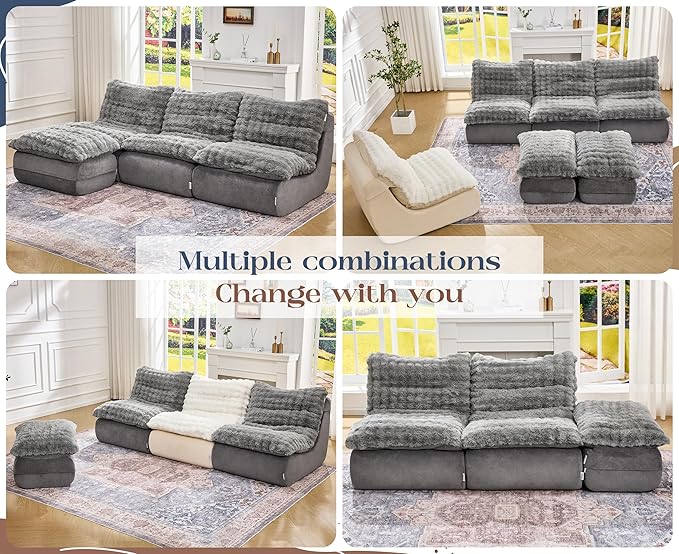 Hobestluk Sofa Couch Foam Sofa for Small Spaces Comfy Sofas with footrest Couch Recliner Small Sofas for Living Room Bedroom Apartment (Grey)