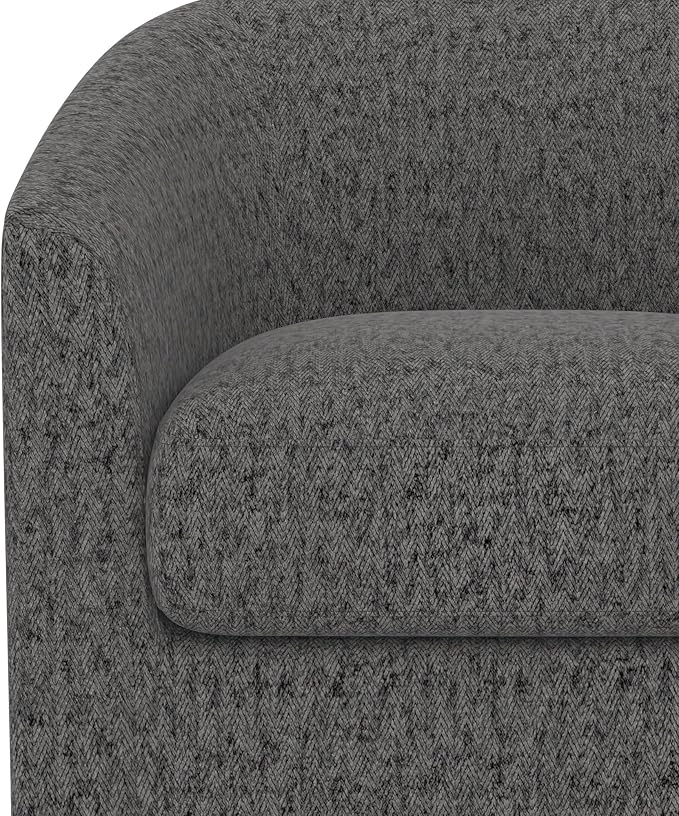 Swivel Accent Chair Upholstered Modern Barrel-Curved Arm Chair Velvet Fabric Comfty Sofa Reading Chair with Solid Wood Base for Living Room Bedroom Club Pebble Grey