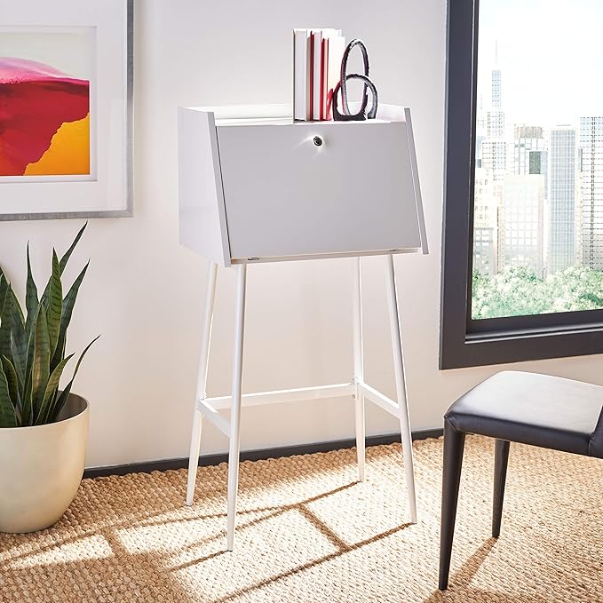 Safavieh Home Office Xander Modern White and White Storage Secretary Desk