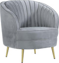 Coaster Home Furnishings - Sophia - Channel Tufted Barrel Accent Chair with Gray Velvet Upholstery Foam Cushion Gold Legs and Vertical Channel Tufting - Living Room - Gray - 506866