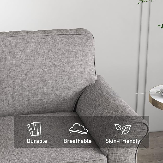 Bonzy Home 57 Loveseat Sofa 2 Seater Sofa for Living Room Upholstered Comfy Sofa Couch for Small Space Living Room Apartment Office Grey