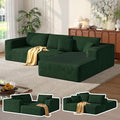 MoonSpeak 107 Sectional Boneless Couches for Living Room.Deep Seat Corduroy L Shaped Modular Sofa.Cloud Sectional Sofa.Upholstered Couches with Oversized Chaise(GreenRight Chaise)