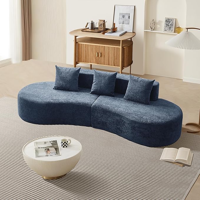 109 Modern Curved Sofa Raindrop Velvet Fabric 5 Seater Curved Shaped Sectional Couch for Living Room Bedroom Office No Assembly