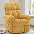 Recliner Chair Swivel Rocker Recliner Chair for Adults Small Recliners for Small Spaces Upholstered Manual Recliner with Side Pockets Nursery Rocking Chair for Living Room Chenille Yellow