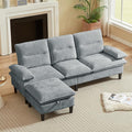 86'' Chenille Sofa with Storage Ottoman Modern Living Room Sofa with Removable Washable Cushion 3 Seater Comfy Couch for Apartment Bedroom Office (Light Grey)