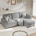 Meilocar Sectional Sofa Couch for Living Room 79 Sectional Couches with Storage Ottoman L Shaped Couch with Sloping Armrests 3-Seat Sofa Couches for Small Space Light Grey | Breathable Material