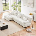 Modular Sectional Sofa Comfy Sofa with Ottoman Cloud Couch 3 Seater Couch for Living Room Modern L Shaped Sleeper Deep Seat with 5 Pillows Chenille White