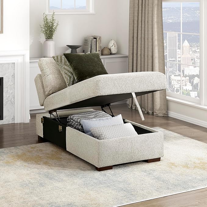 Lexicon Modular Sectional Sofa Module for Sectional Couch Armless Convertible Storage Chaise 2 Pillows Adjustable Backrests Removable Back Cushion Cover Microfiber Sand